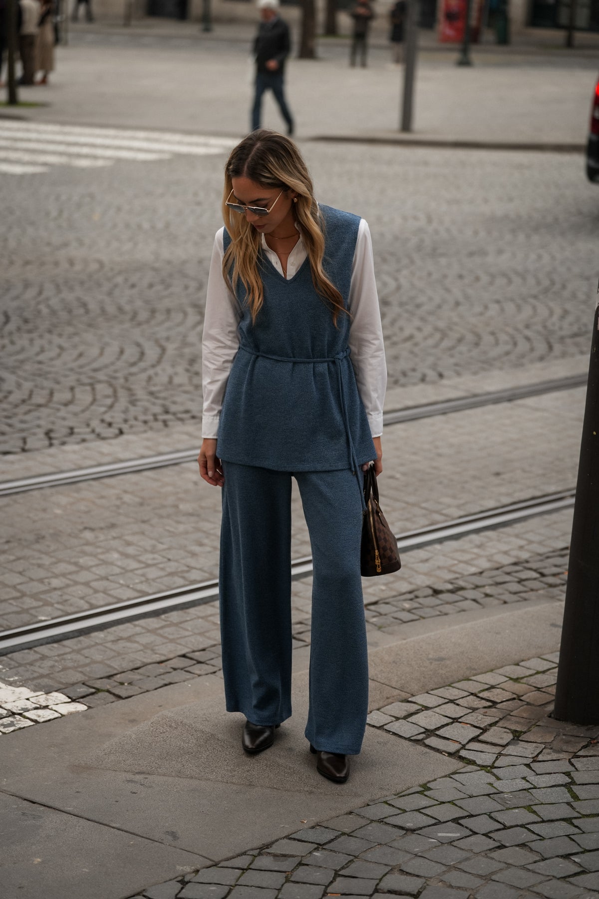 Calça em Malha Azul