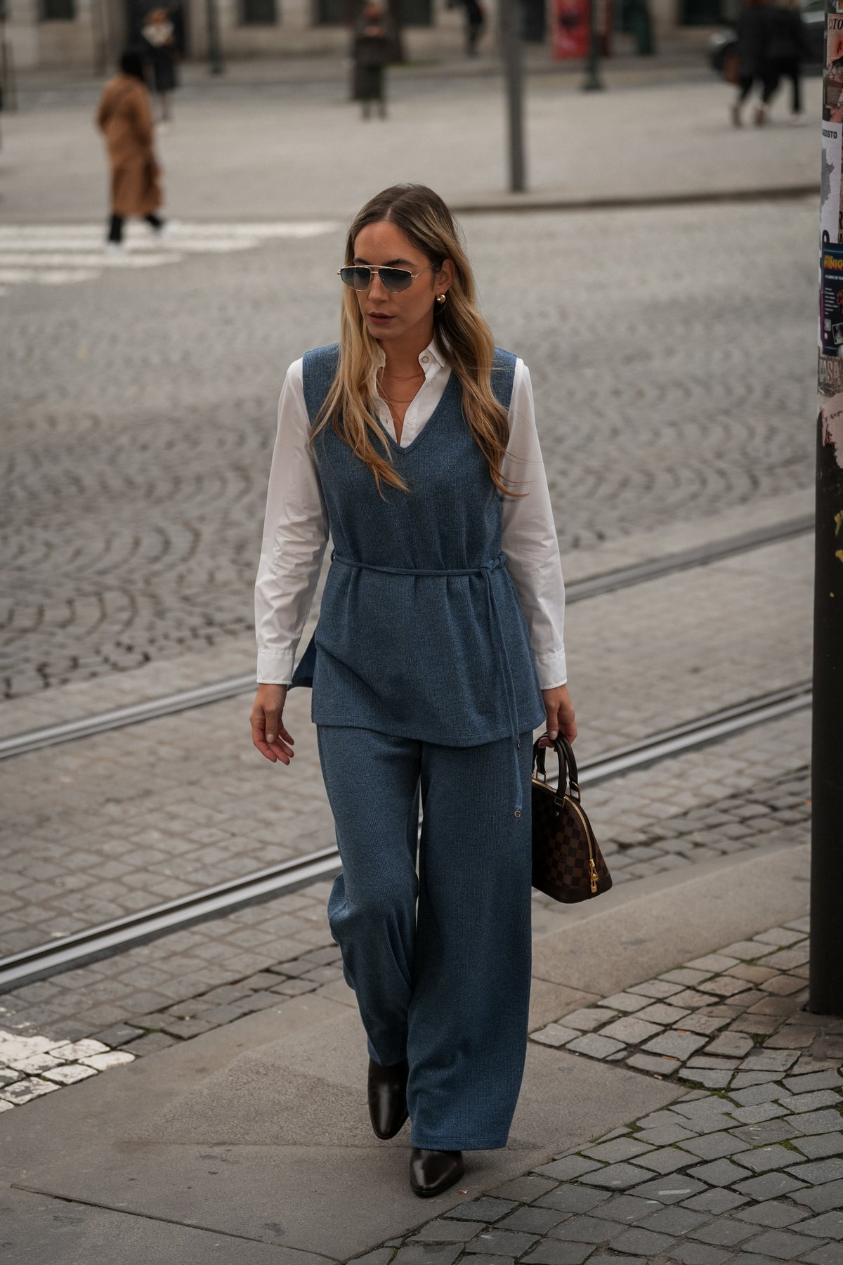 Calça em Malha Azul