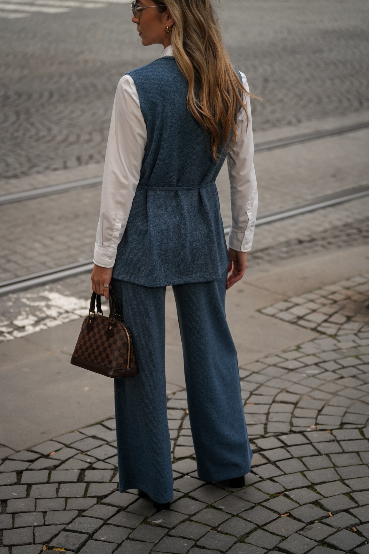 Calça em Malha Azul