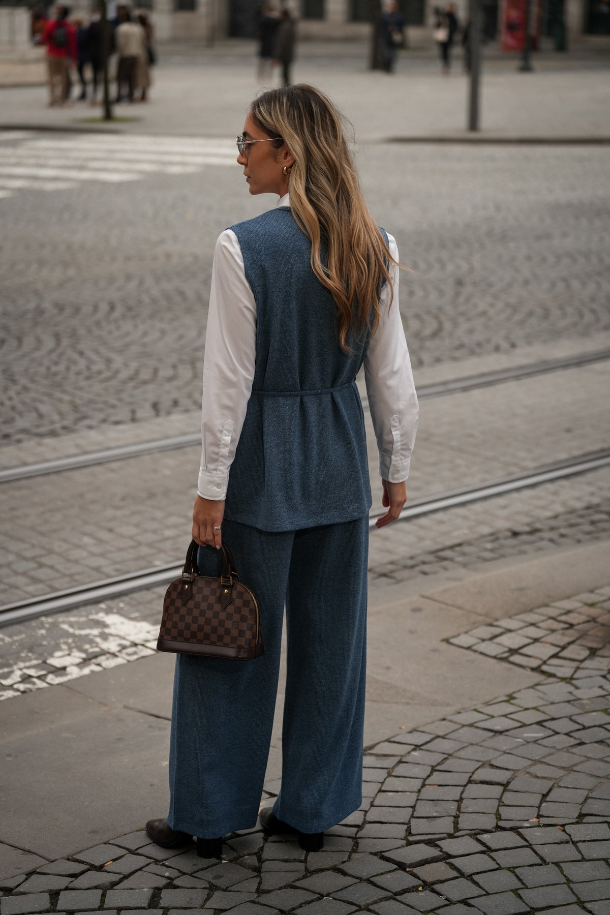 Calça em Malha Azul