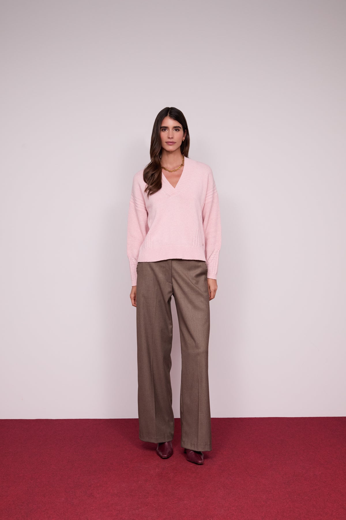 Camisola Decote V Tranças
