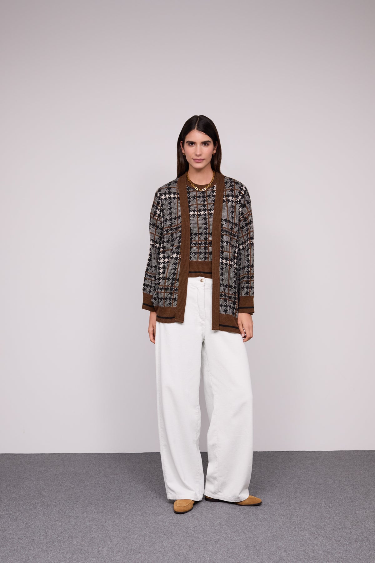 Houndstooth Knit Cardigan