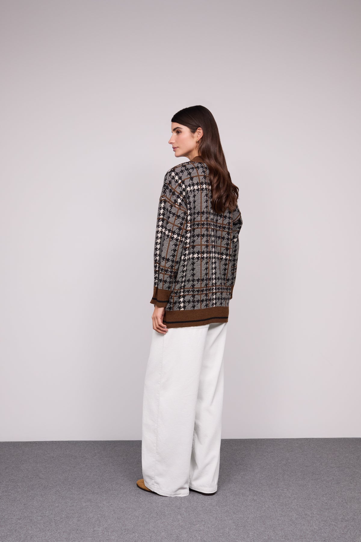 Houndstooth Knit Cardigan