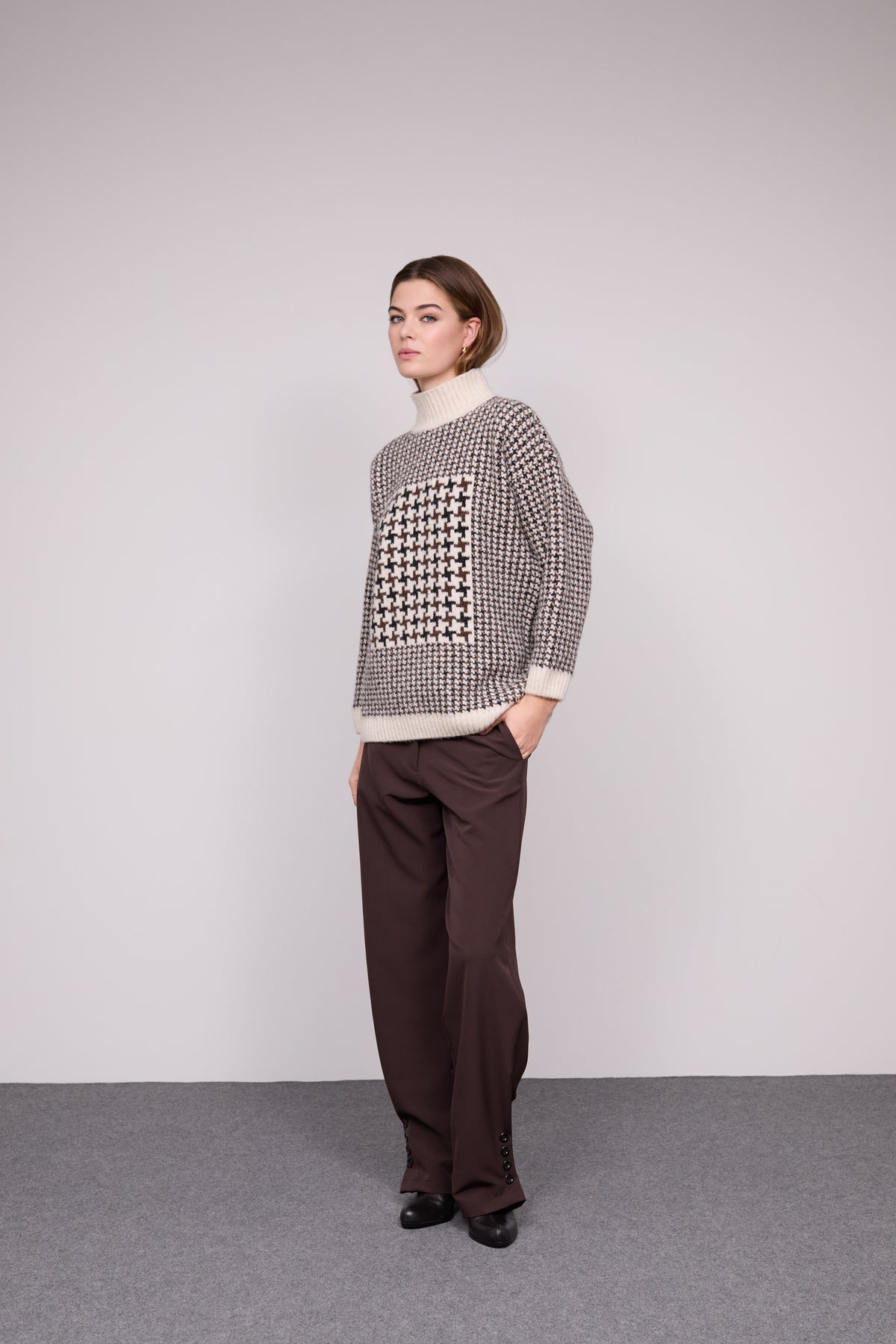 Camisola Pied-de-Poule Gola Alta