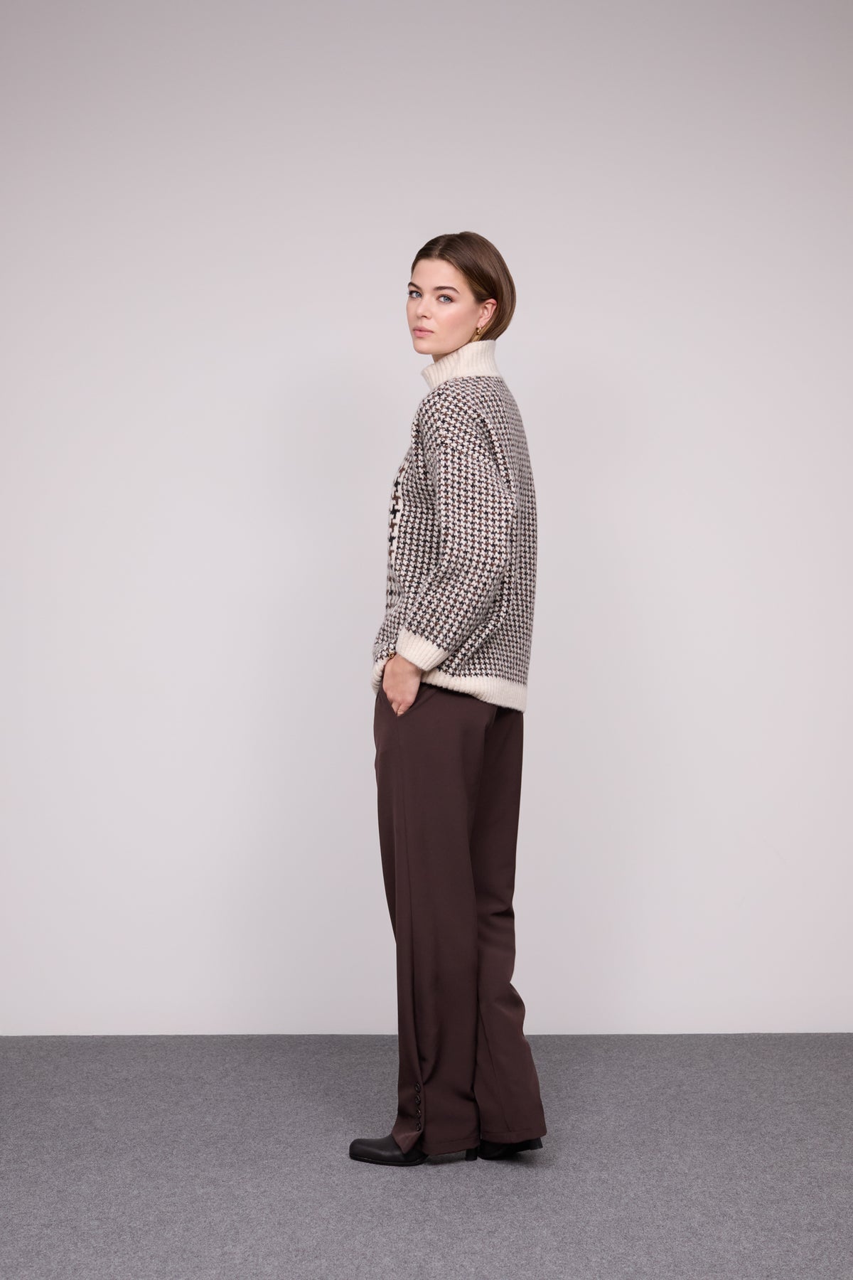 Camisola Pied-de-Poule Gola Alta