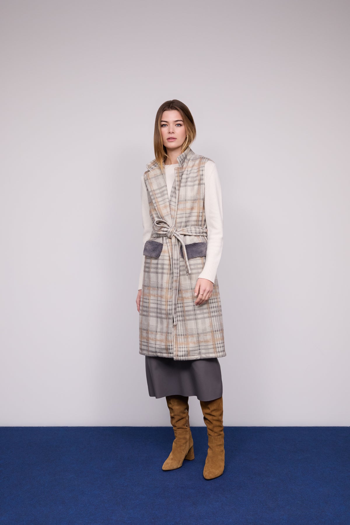 Long Checkered Vest