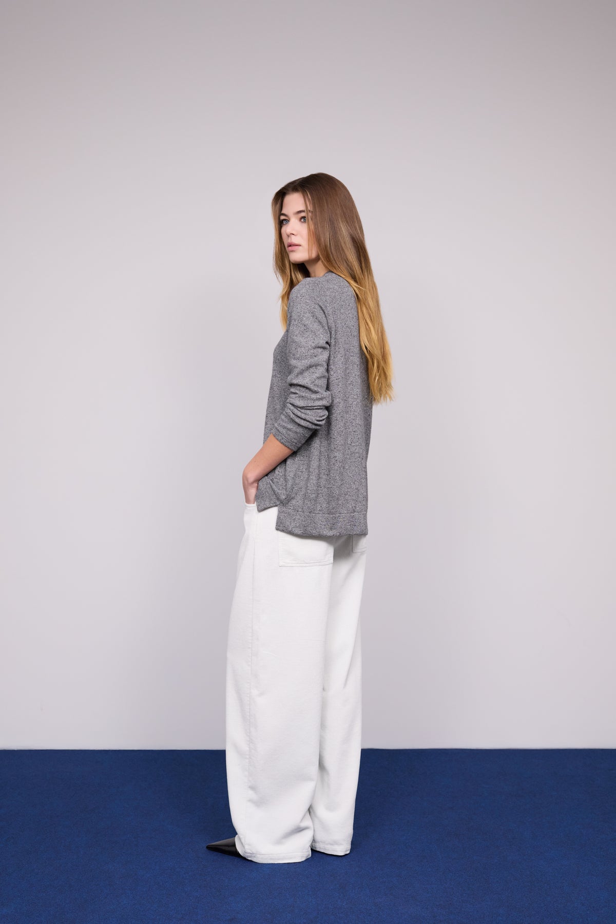 Camisola Decote V Mesclada