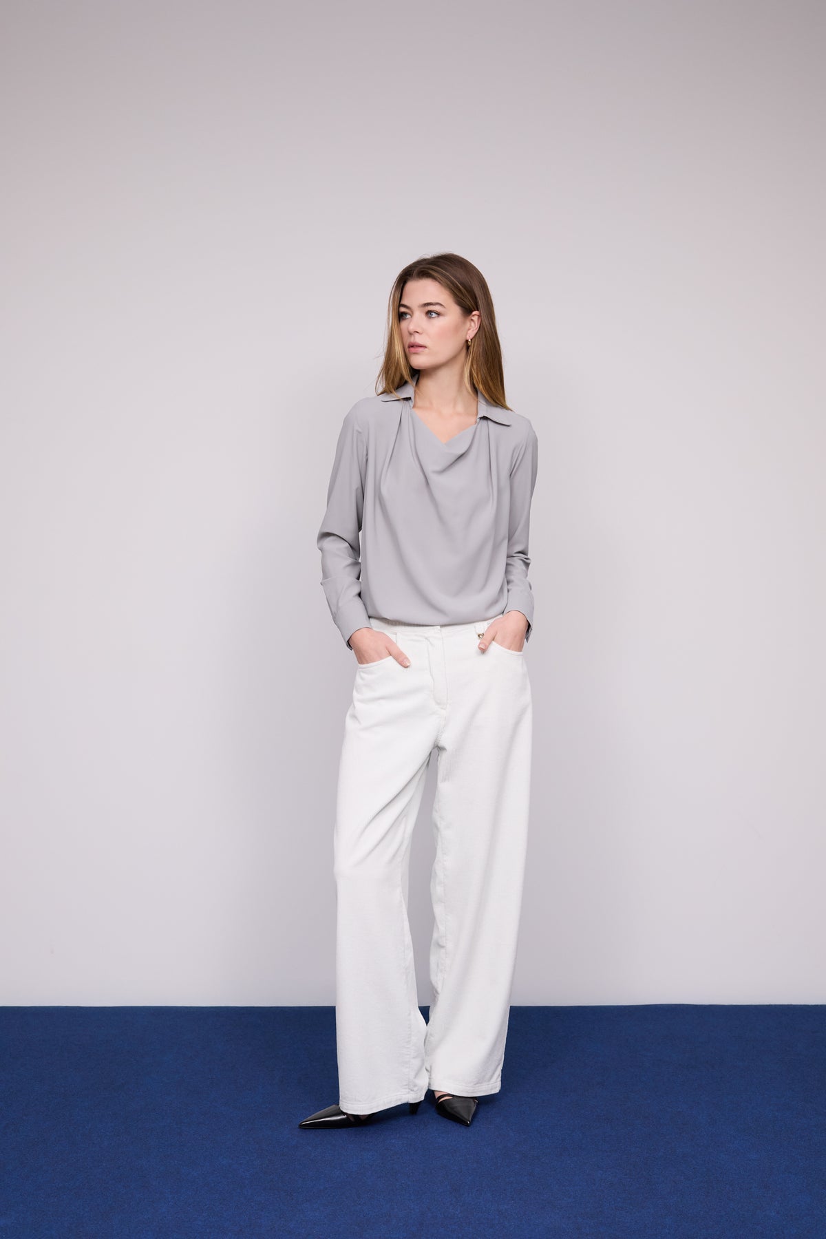 Draped Neckline Blouse