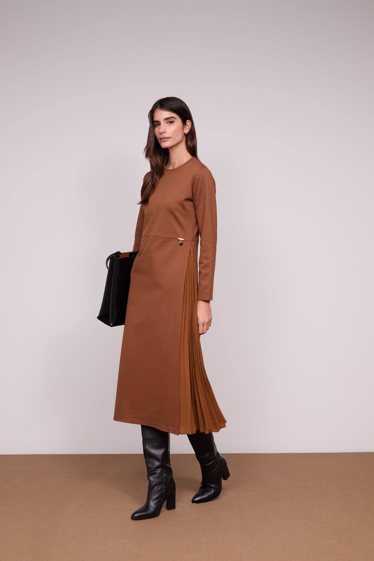Dress with Side Pleats