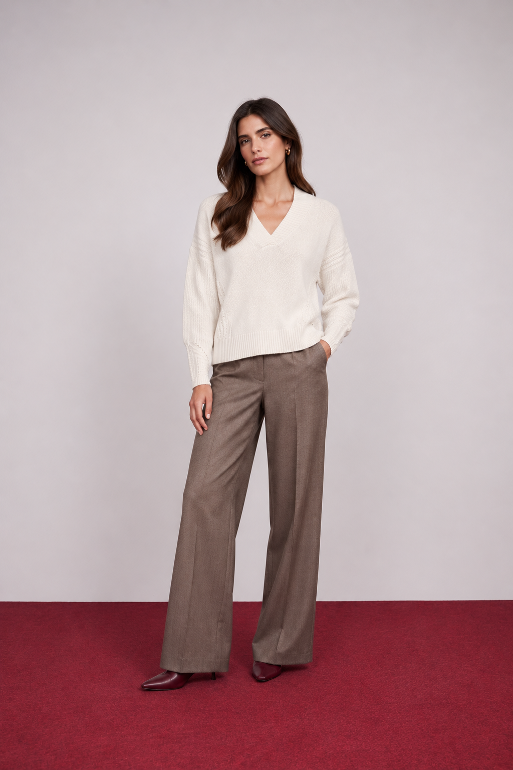 Camisola Decote V Tranças