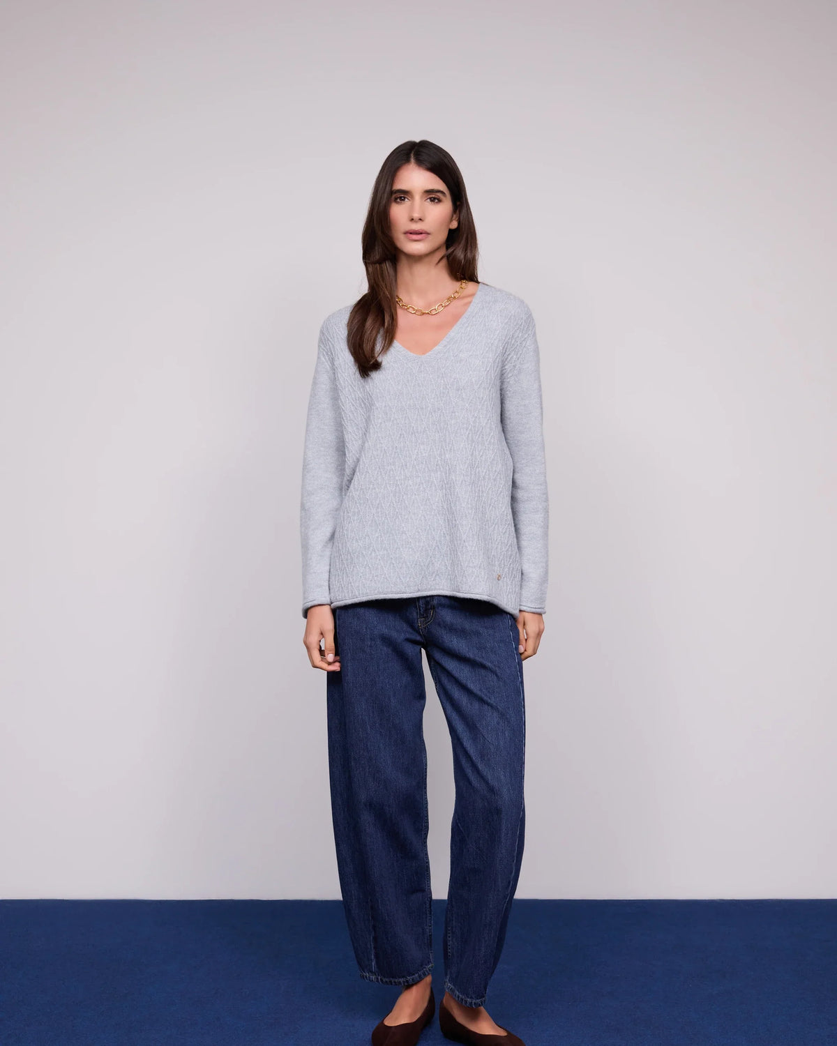 Camisola Decote V Trabalhada