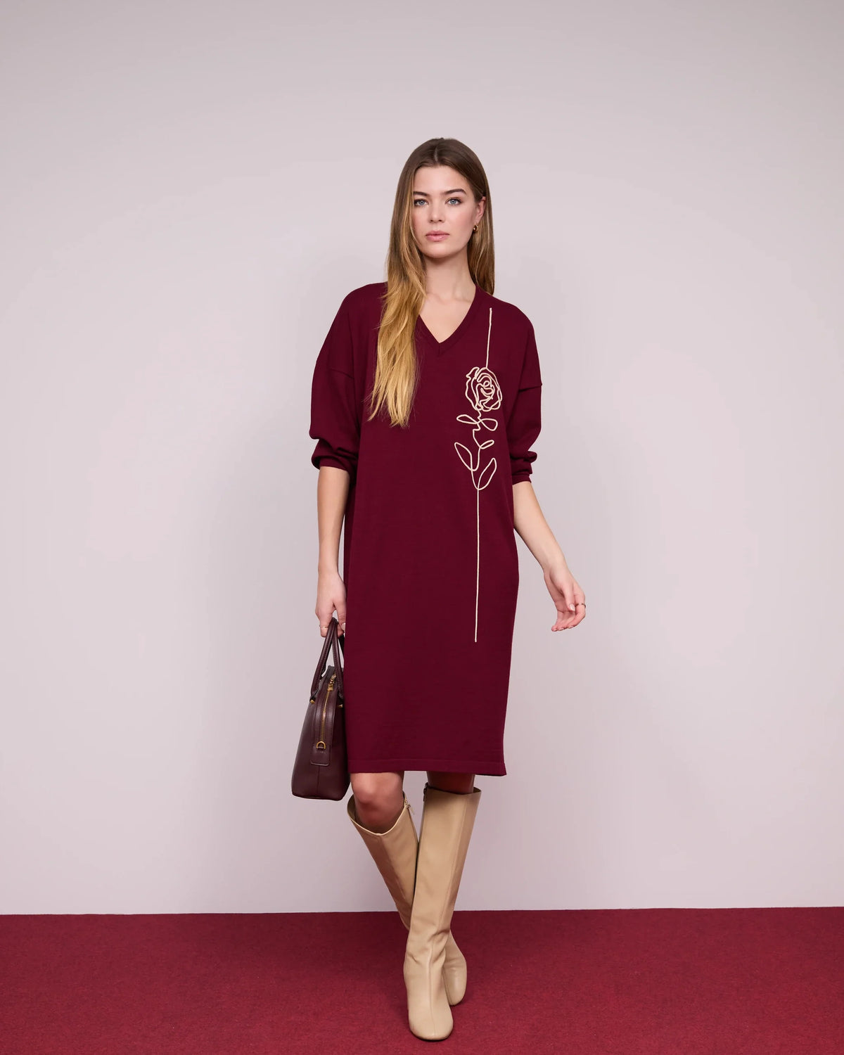 Vestido Bordado Rosa