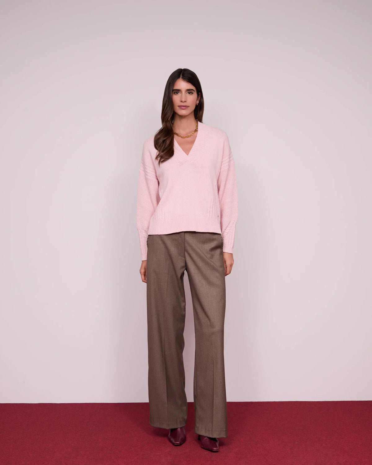 Camisola Decote V Tranças