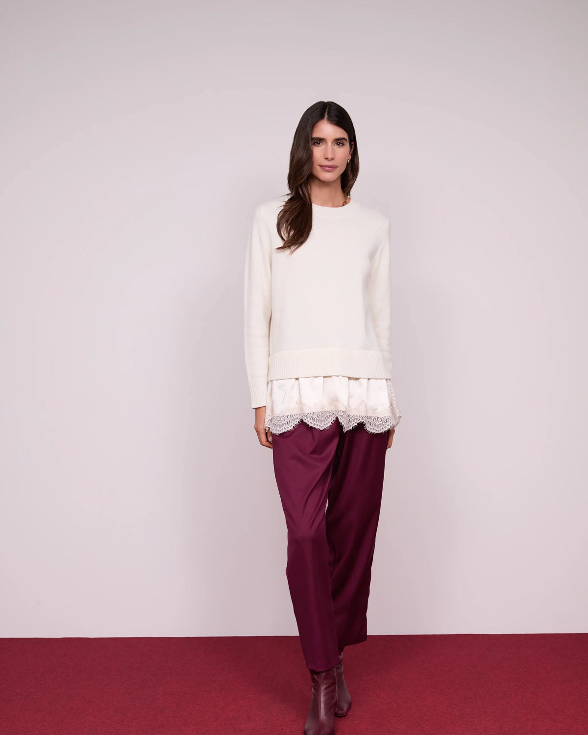 Camisola Decote Redondo com Cetim