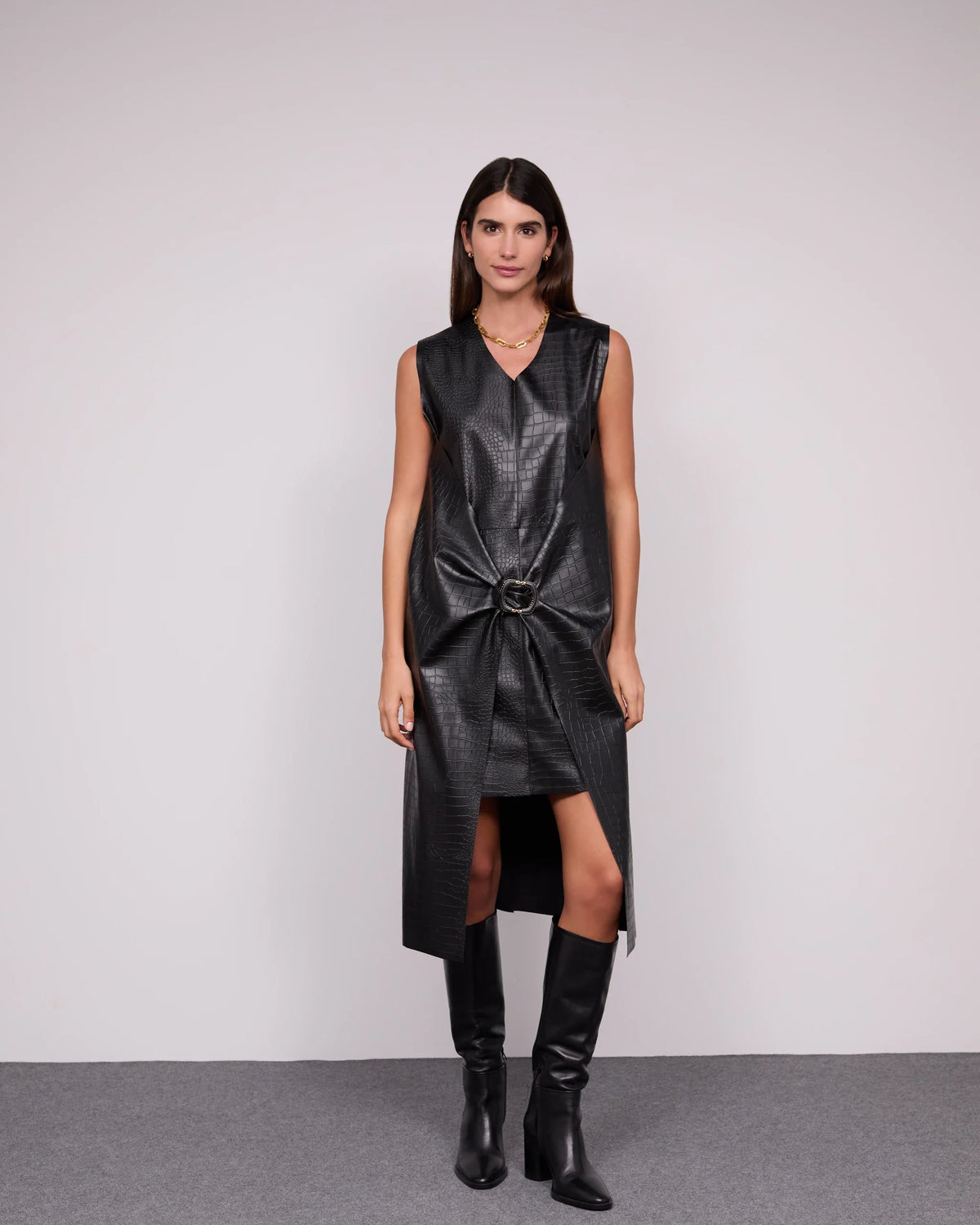 Vestido Polipele Fivela