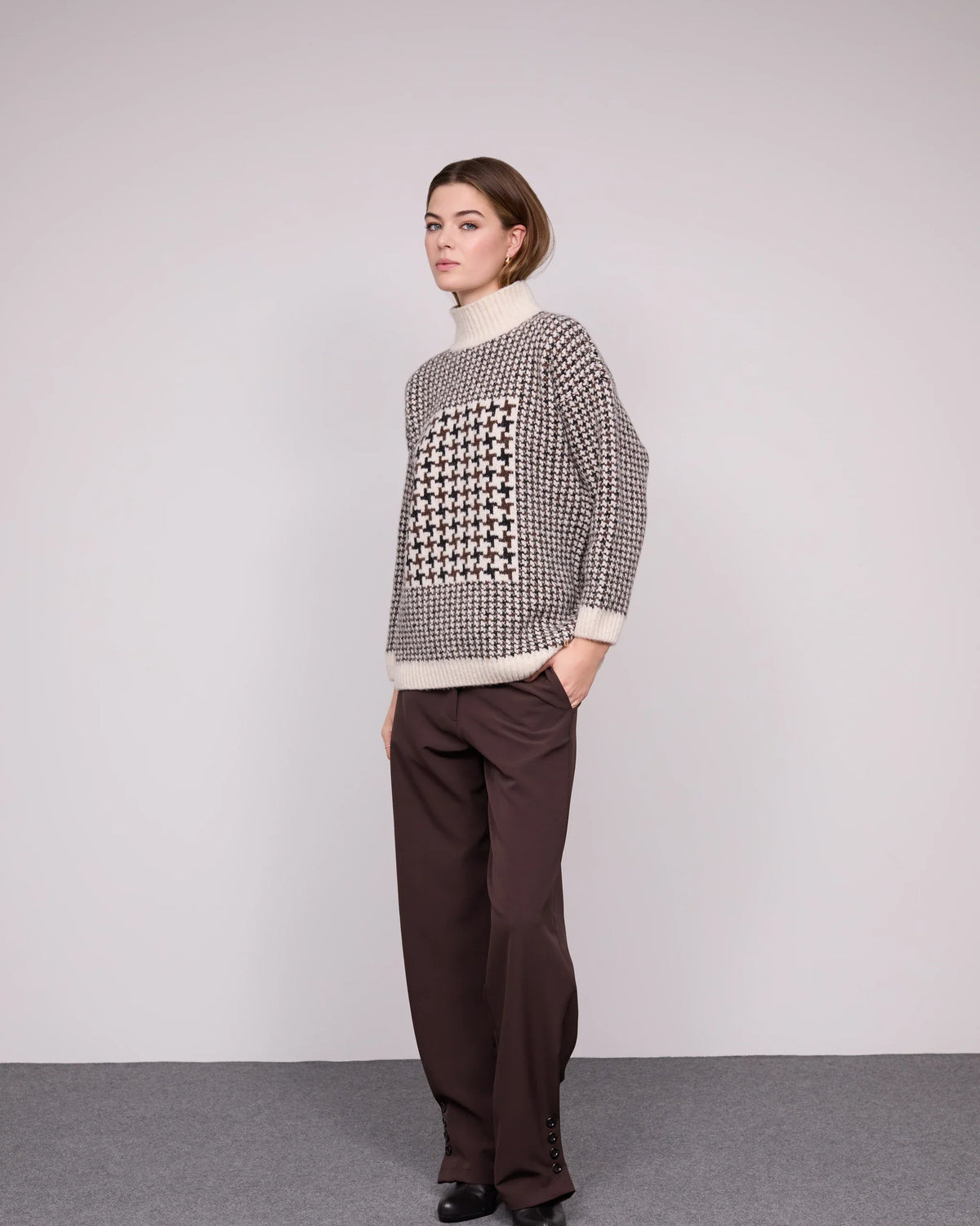 Camisola Pied-de-Poule Gola Alta