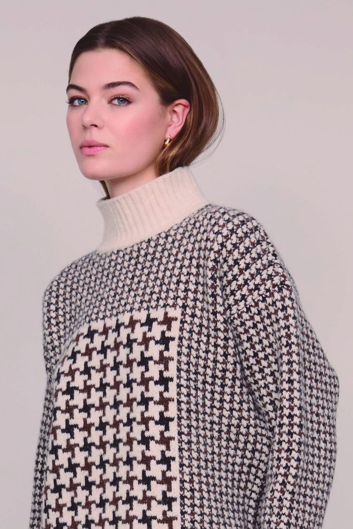 Camisola Pied-de-Poule Gola Alta — GUIMANOS