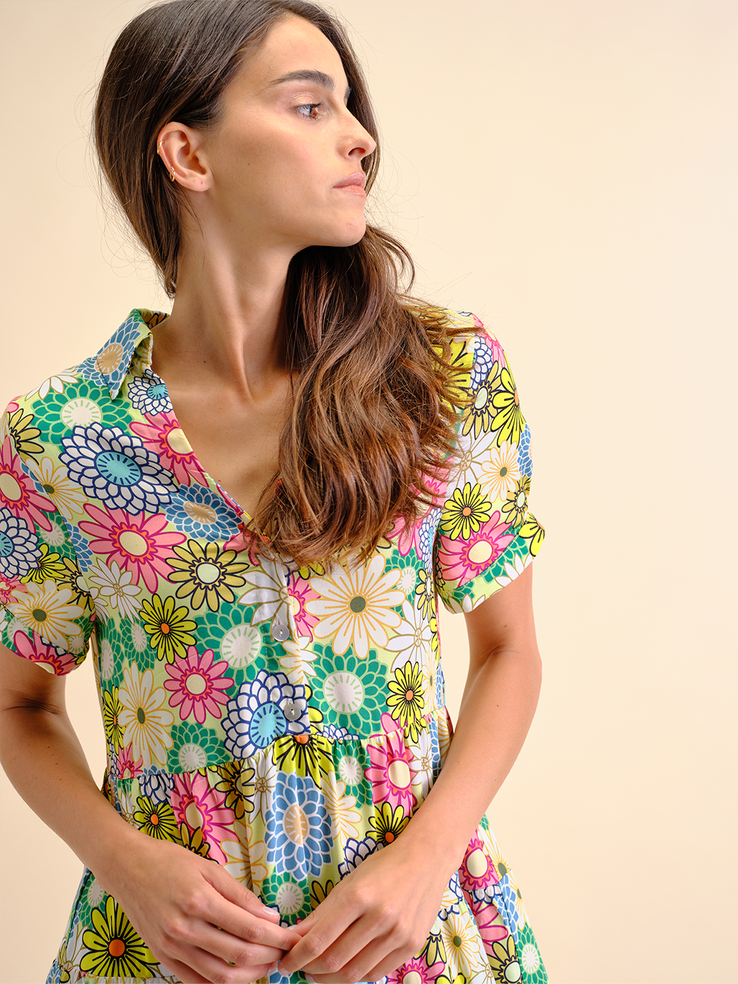 Vestido Curto Estampado Flores | GUIMANOS – vista 4