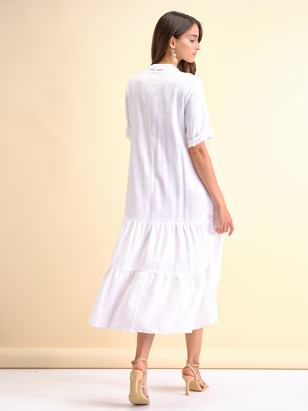 Vestido Linho Com Bordado | GUIMANOS – vista 3