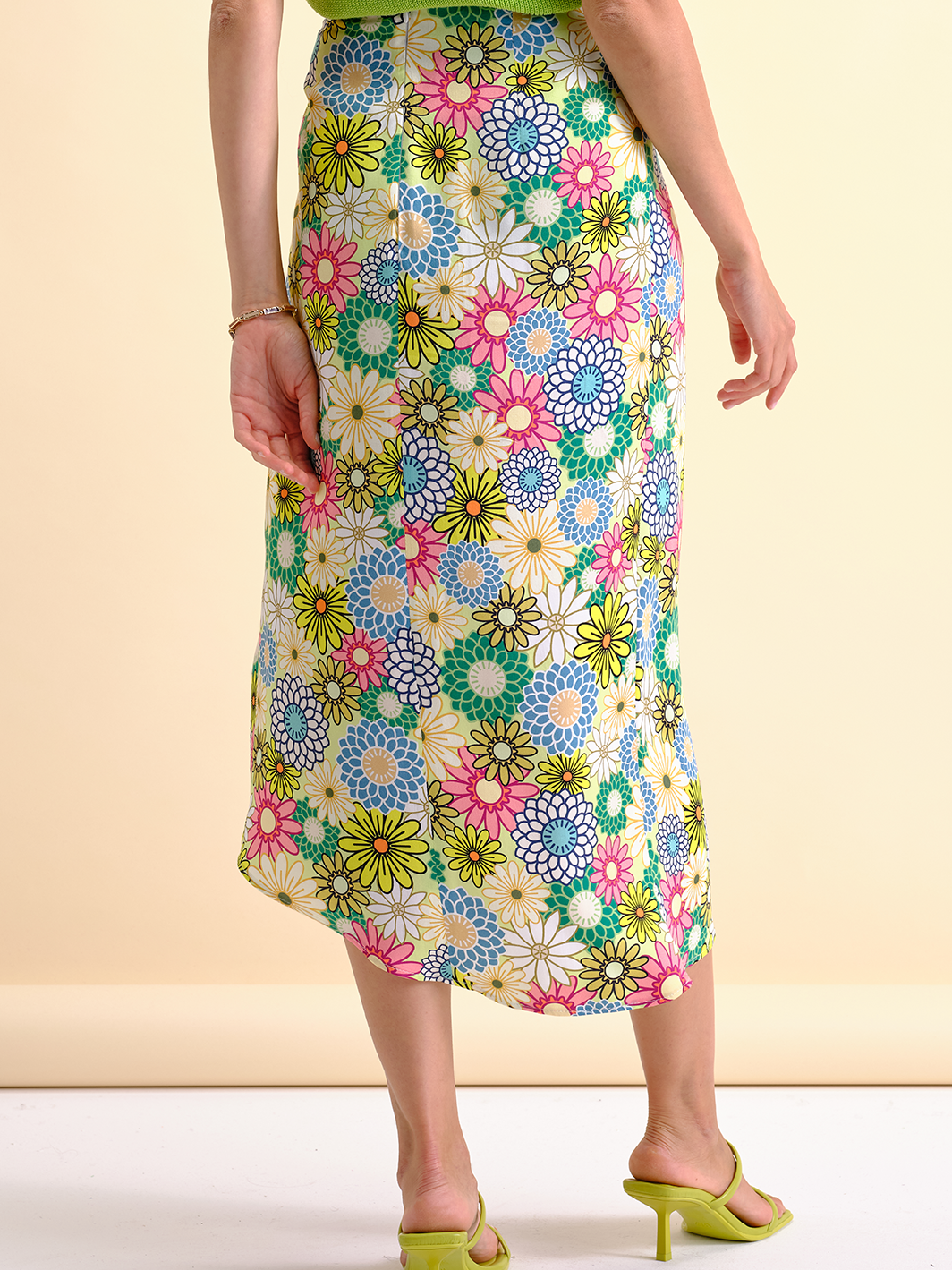 Saia Midi Estampado Flores | GUIMANOS – vista 3