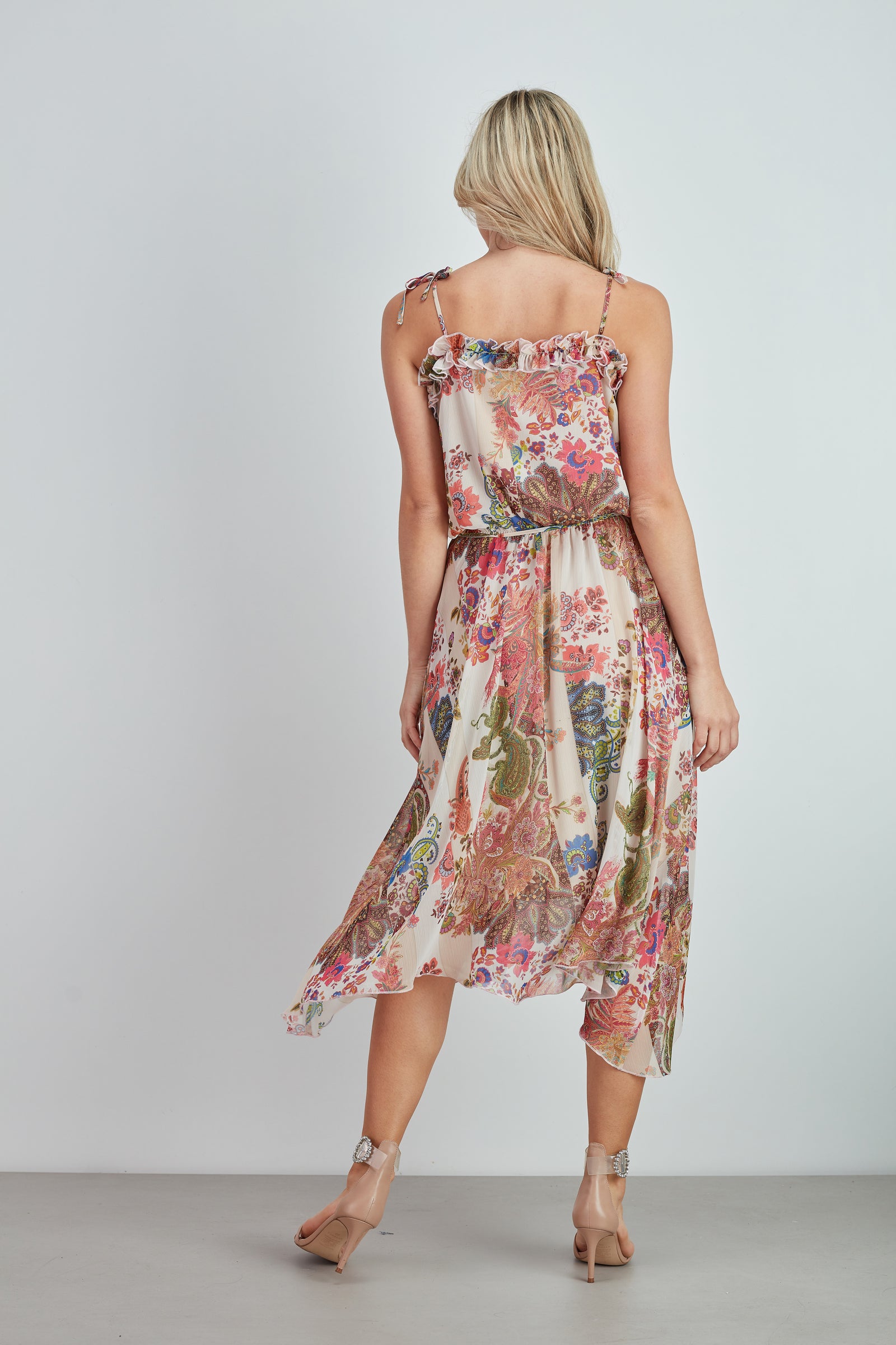 Vestido Midi Alças Estampado - guimanos-store