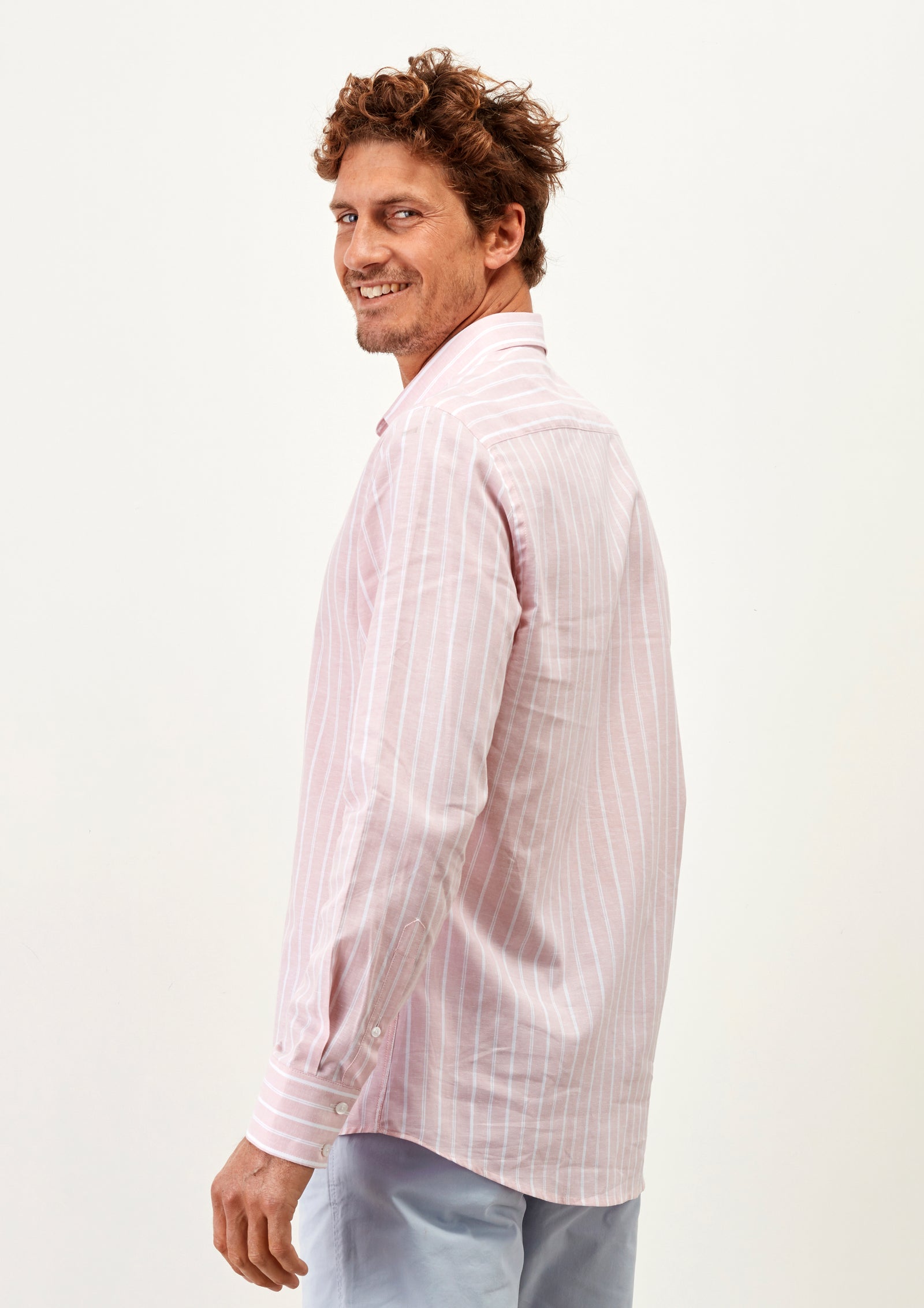 Camisa Linho Risca Fina - guimanos-store