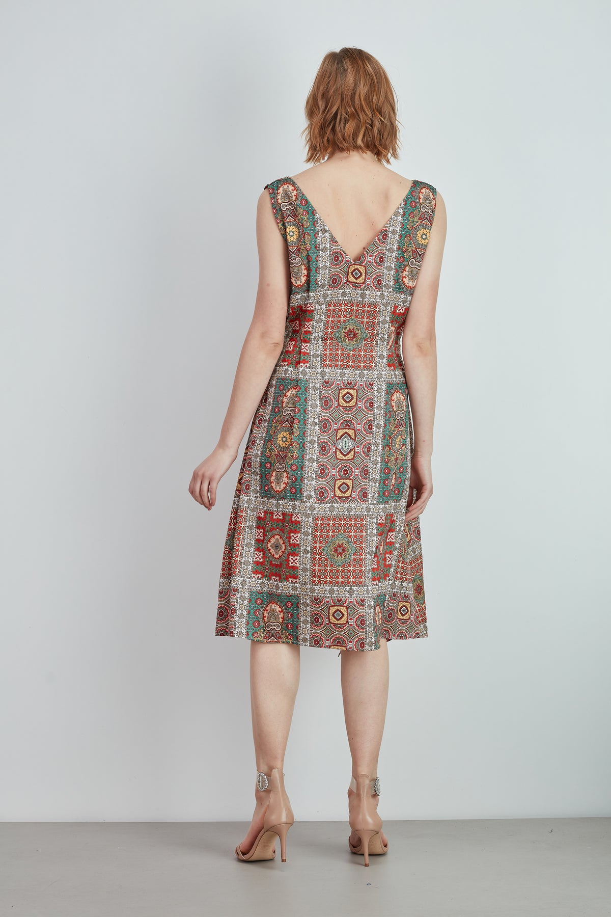 Vestido com Drapeado Estampado - guimanos-store