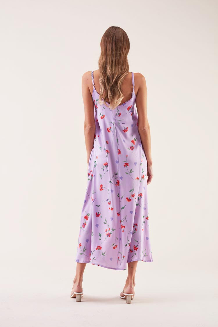 Vestido Midi Estampado Lilás | GUIMANOS – vista 2