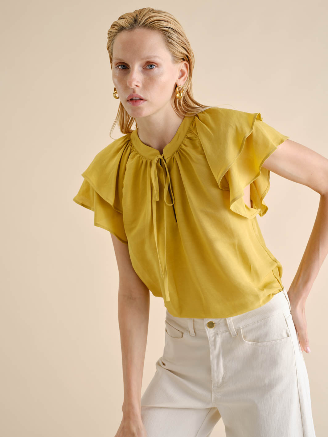 Blusa Linho Folhos | GUIMANOS