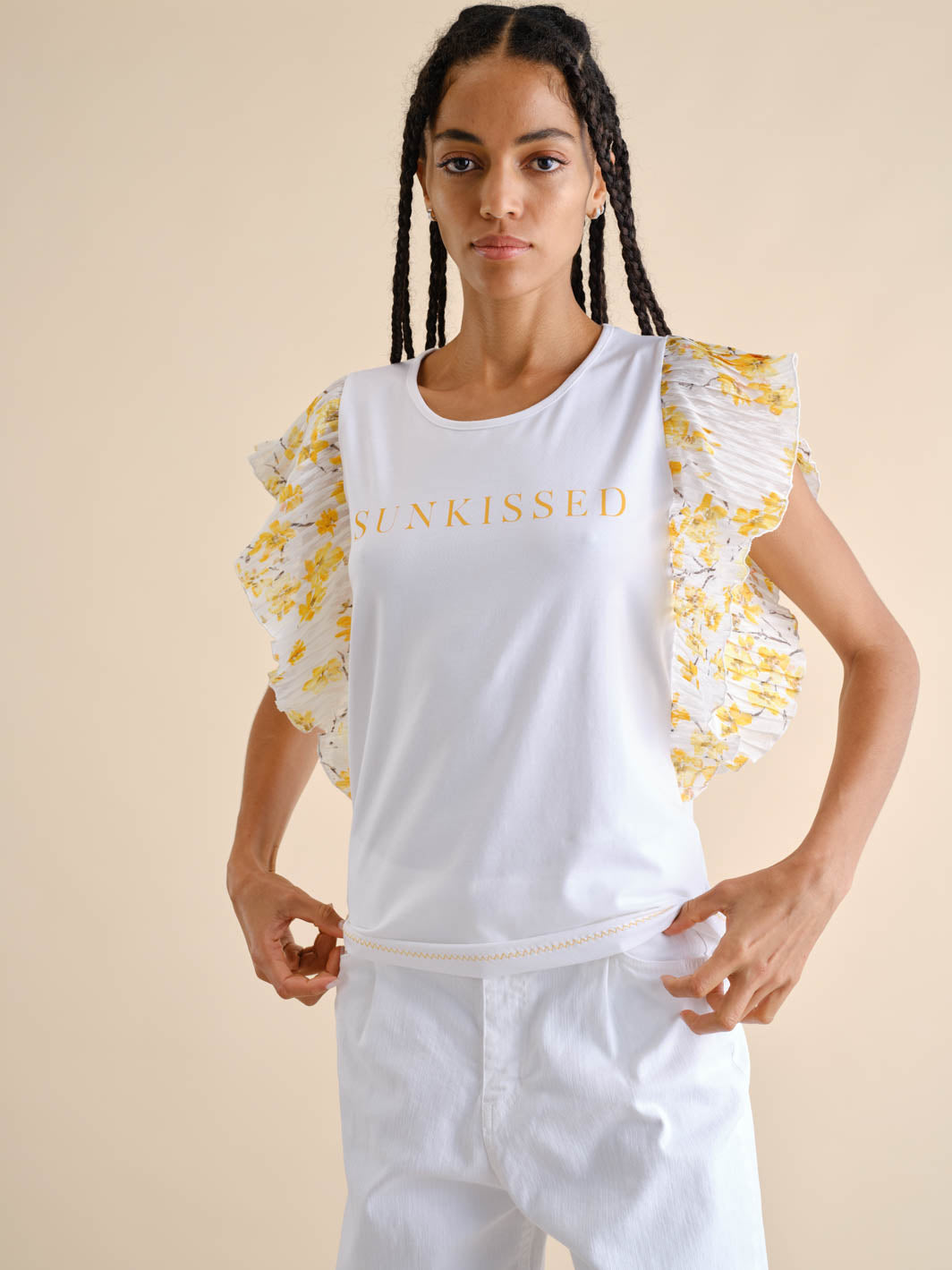 T-shirt Mangas Plissadas | GUIMANOS – vista 2