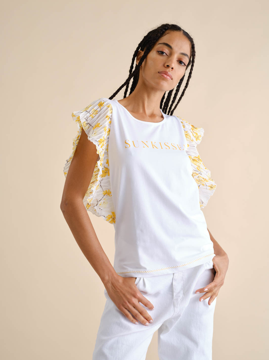 T-shirt Mangas Plissadas | GUIMANOS