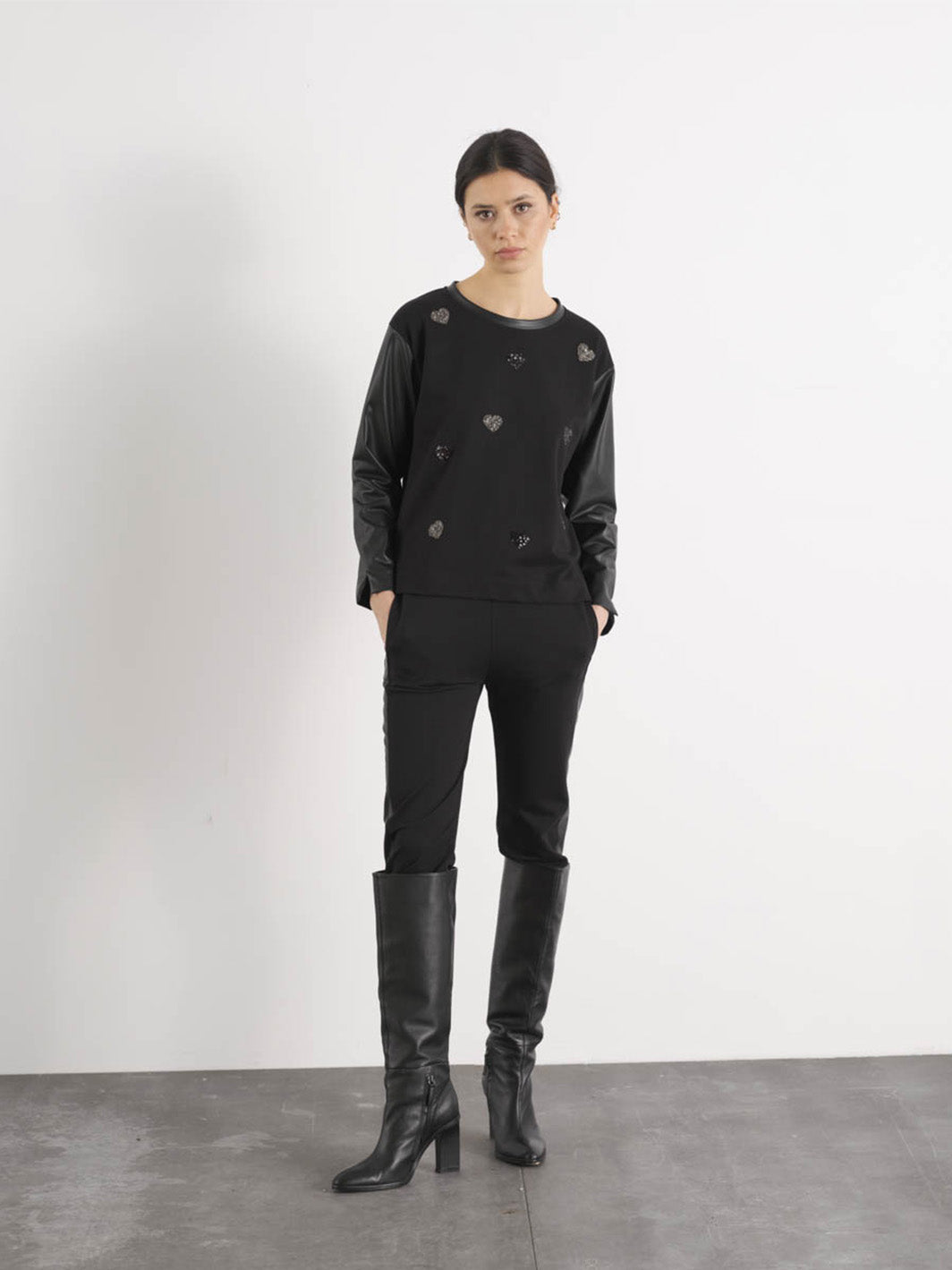 Camisola De Napa Corações Lantejoulas | GUIMANOS