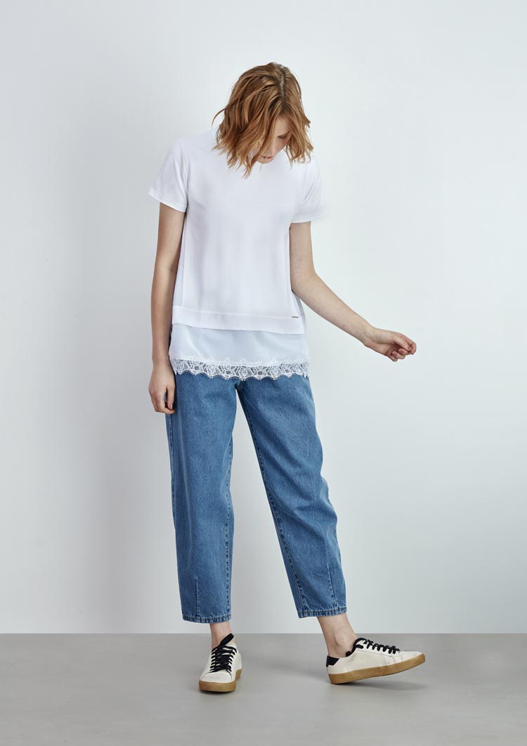 T-Shirt Com Tecido e Renda | GUIMANOS