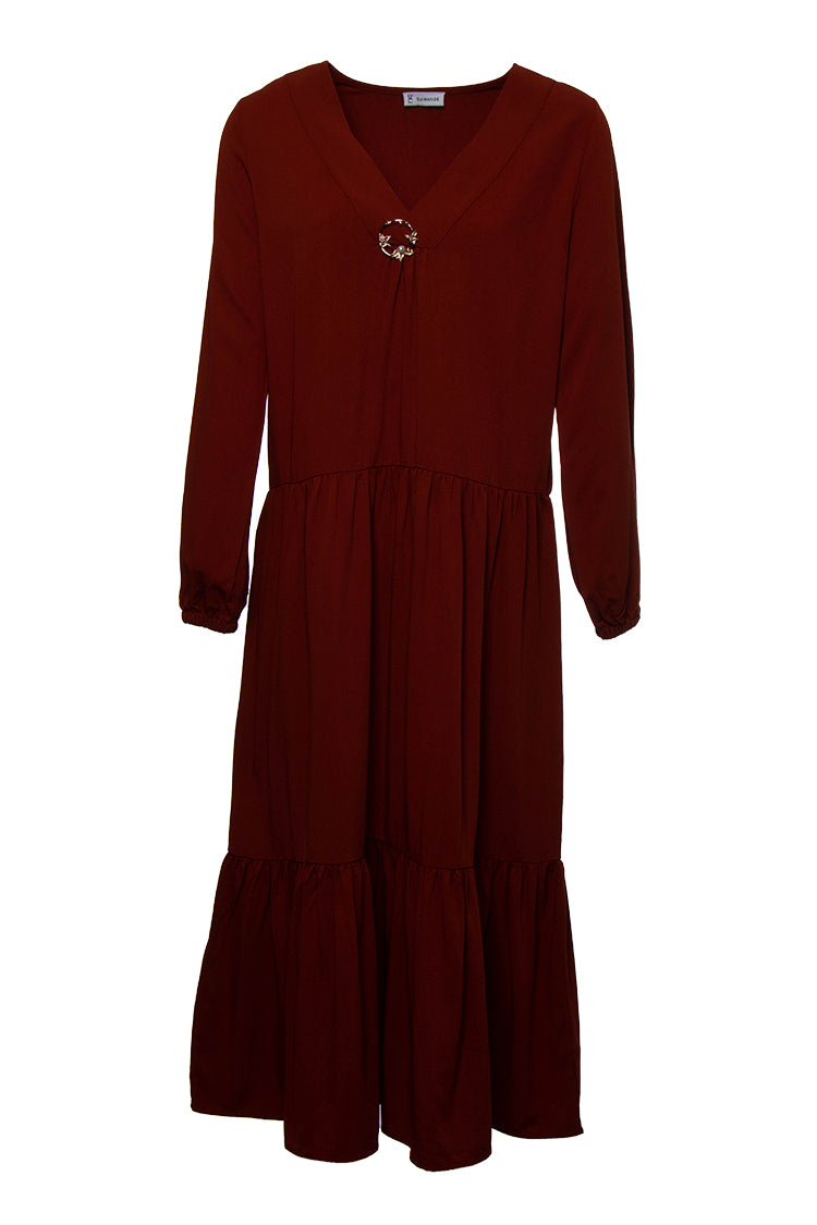 Vestido Fluido Midi com Aplicação | GUIMANOS – vista 3