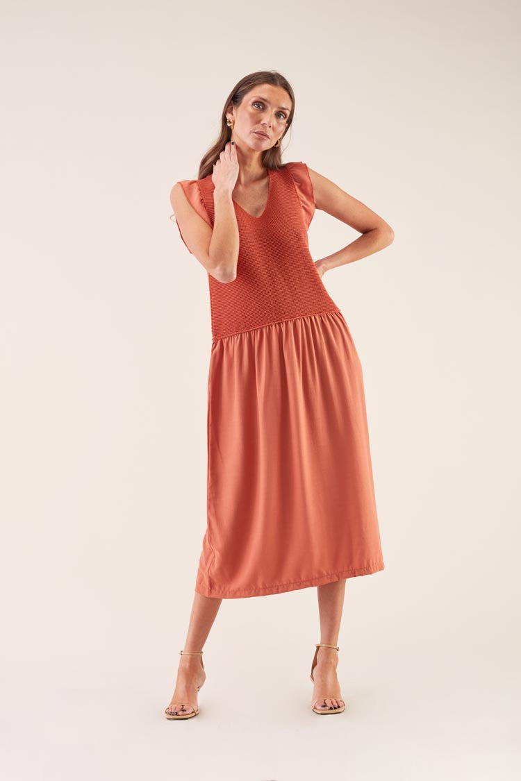 Vestido Malha e Tecido | GUIMANOS