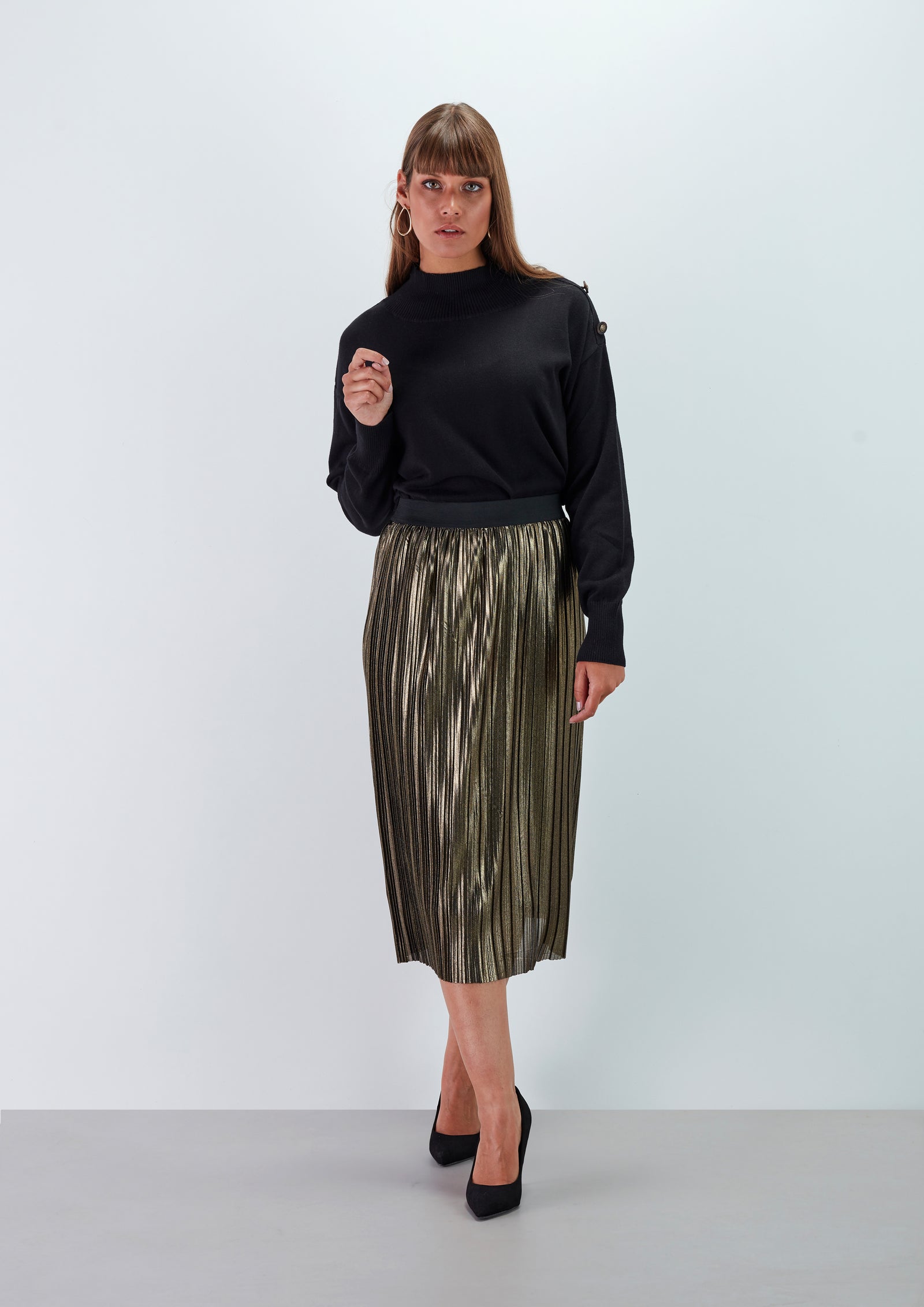 Saia Plissada Dourada - guimanos-store