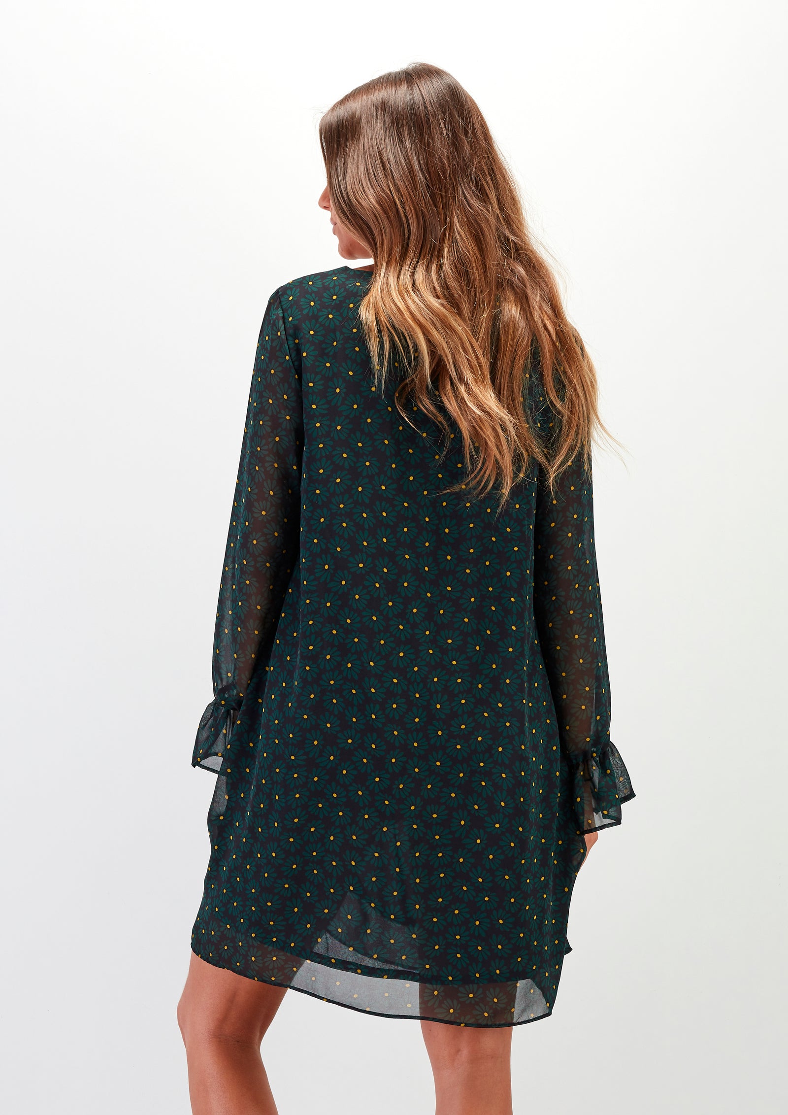 Vestido Curto com Folhos Peito - guimanos-store