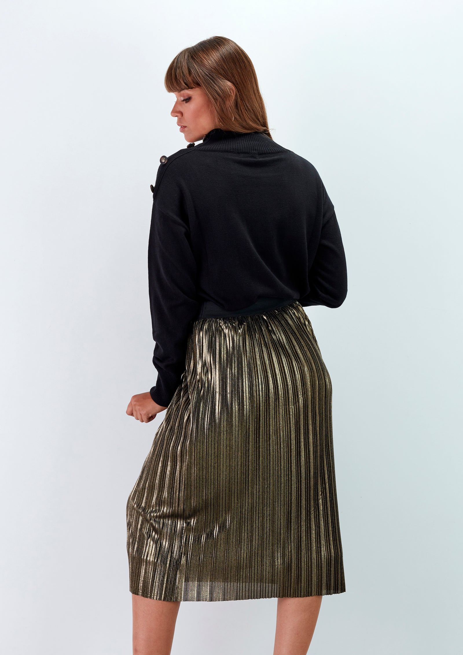 Saia Plissada Dourada - guimanos-store